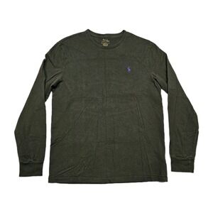 Polo Ralph Lauren T Shirt Men's M Pony Green Purple 100% Cotton Long Sleeve